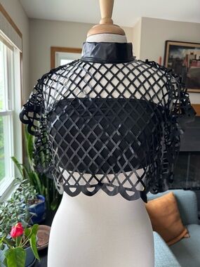 Akira Black Lattice Mesh Crop Top